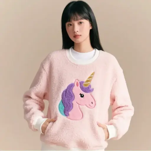 抓绒绣花运动服上衣女装